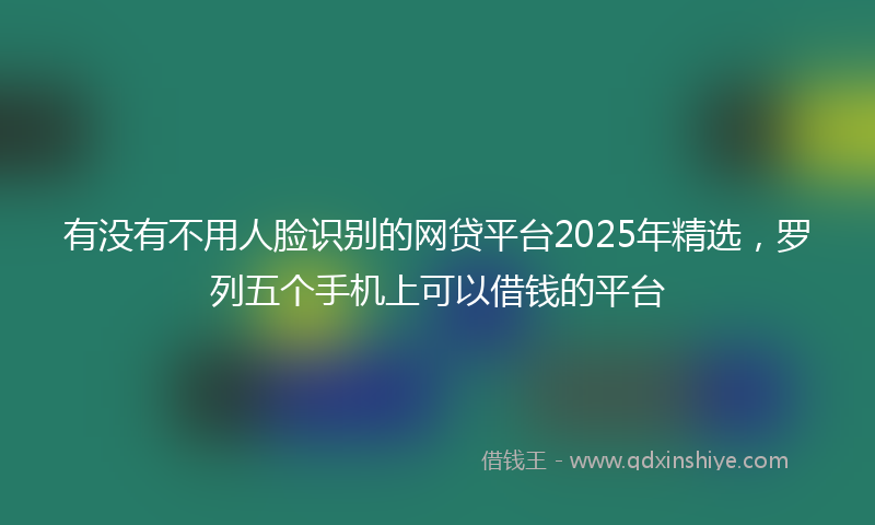 有没有不用人脸识别的网贷平台2025年精选，罗列五个手机上可以借钱的平台