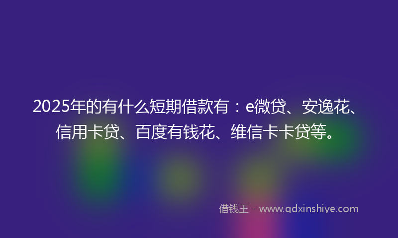 2025年的有什么短期借款有：e微贷、安逸花、信用卡贷、百度有钱花、维信卡卡贷等。
