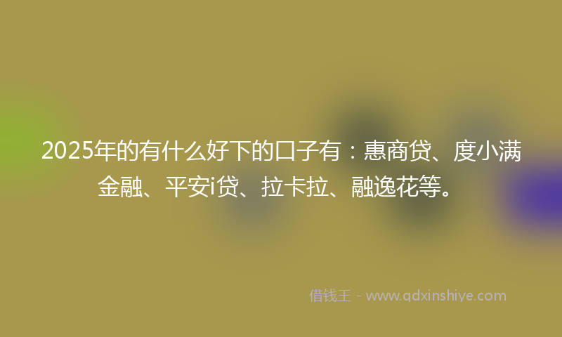2025年的有什么好下的口子有：惠商贷、度小满金融、平安i贷、拉卡拉、融逸花等。