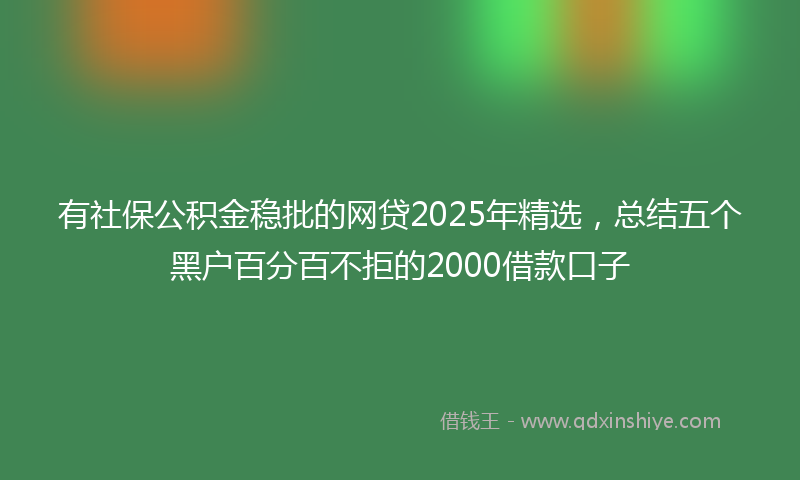 有社保公积金稳批的网贷2025年精选，总结五个黑户百分百不拒的2000借款口子