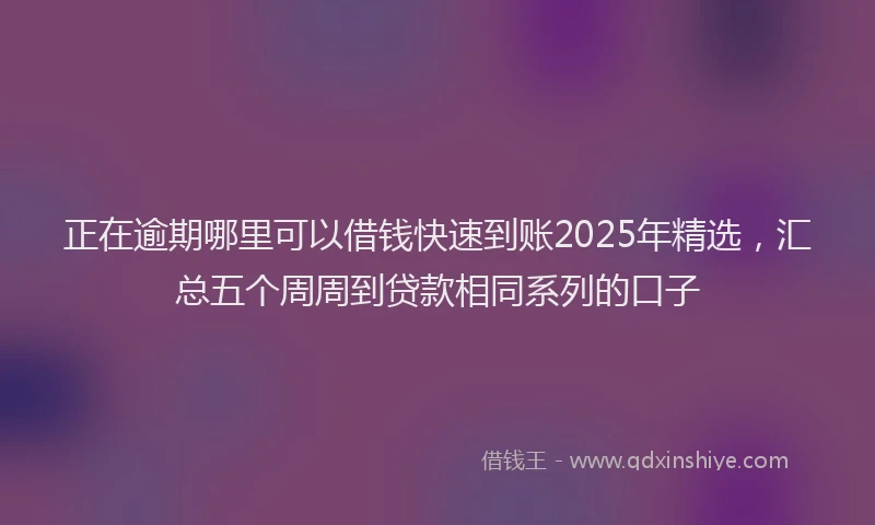 正在逾期哪里可以借钱快速到账2025年精选，汇总五个周周到贷款相同系列的口子