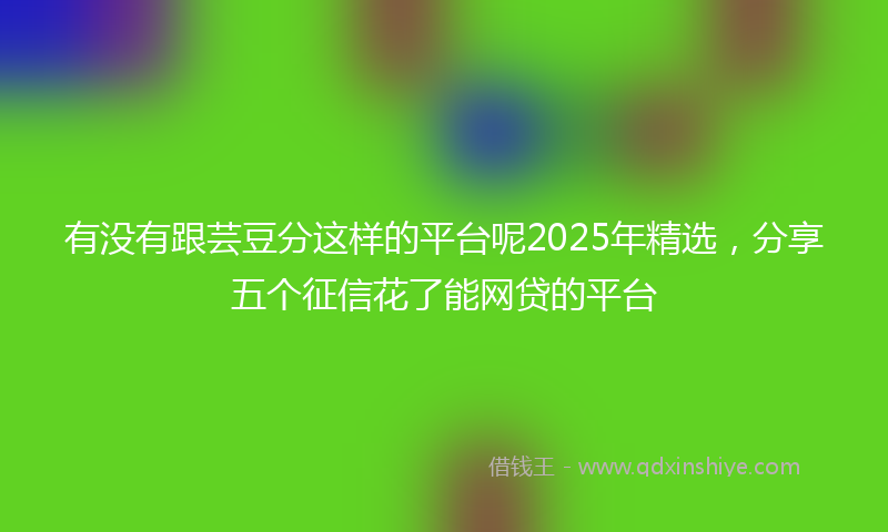 有没有跟芸豆分这样的平台呢2025年精选，分享五个征信花了能网贷的平台