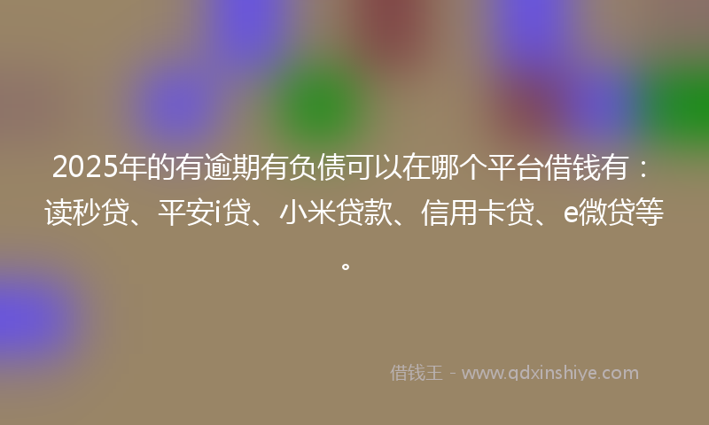 2025年的有逾期有负债可以在哪个平台借钱有：读秒贷、平安i贷、小米贷款、信用卡贷、e微贷等。