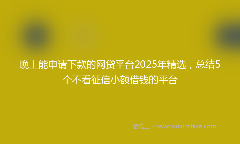晚上能申请下款的网贷平台2025年精选，总结5个不看征信小额借钱的平台