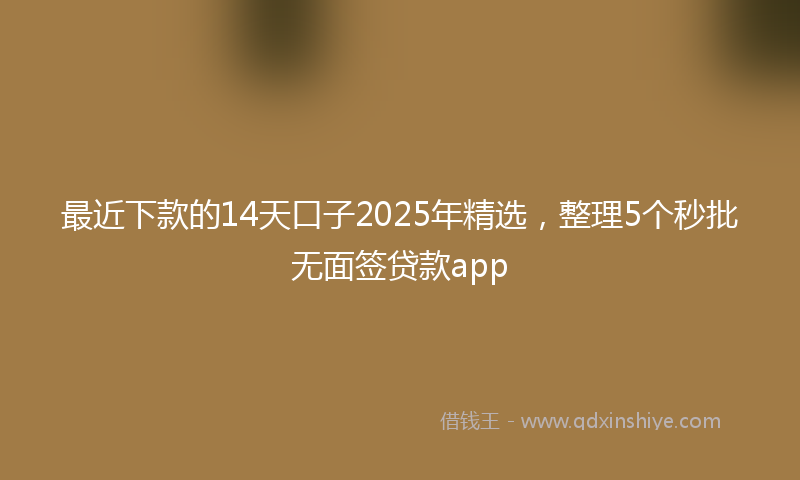 最近下款的14天口子2025年精选，整理5个秒批无面签贷款app
