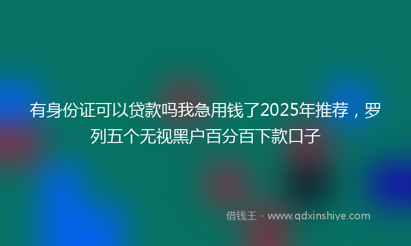 有身份证可以贷款吗我急用钱了2025年推荐，罗列五个无视黑户百分百下款口子