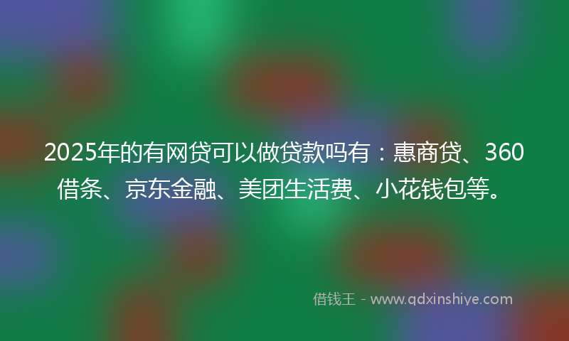 2025年的有网贷可以做贷款吗有：惠商贷、360借条、京东金融、美团生活费、小花钱包等。