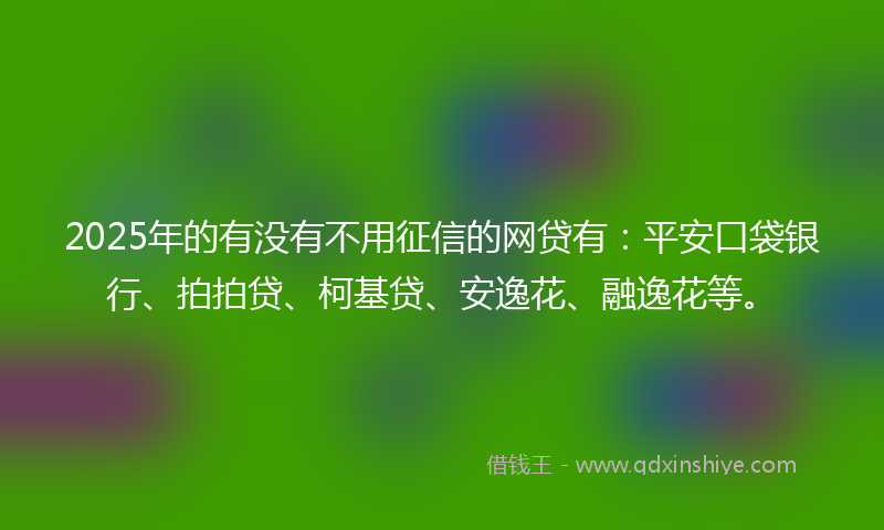 2025年的有没有不用征信的网贷有：平安口袋银行、拍拍贷、柯基贷、安逸花、融逸花等。