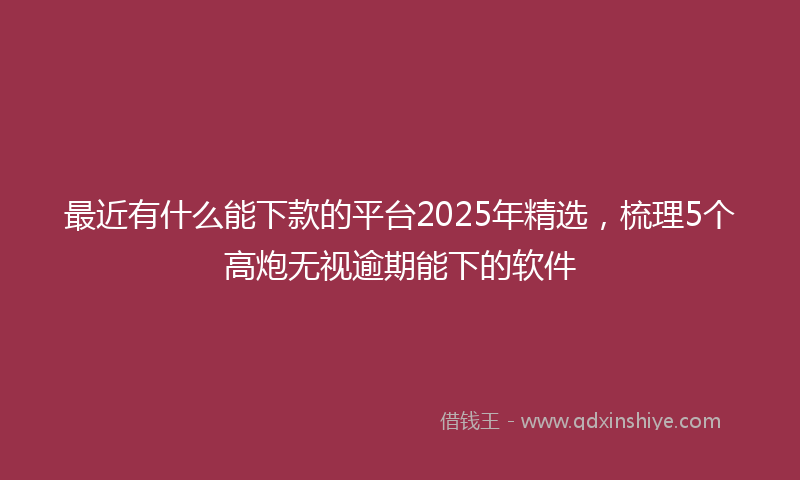 最近有什么能下款的平台2025年精选，梳理5个高炮无视逾期能下的软件
