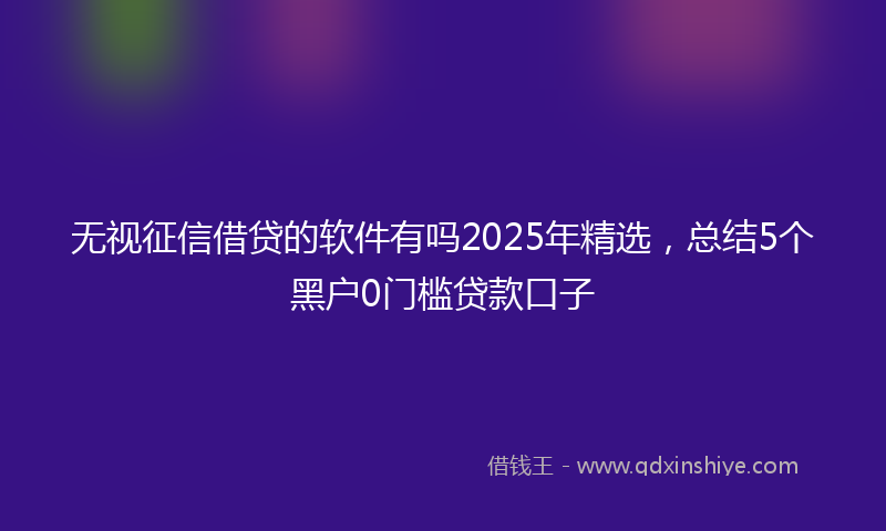 无视征信借贷的软件有吗2025年精选，总结5个黑户0门槛贷款口子