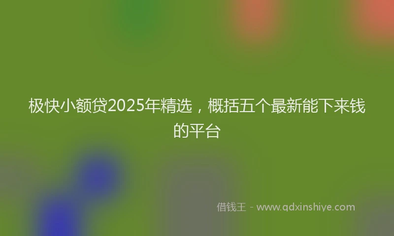 极快小额贷2025年精选，概括五个最新能下来钱的平台
