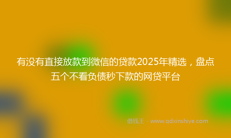有没有直接放款到微信的贷款2025年精选，盘点五个不看负债秒下款的网贷平台