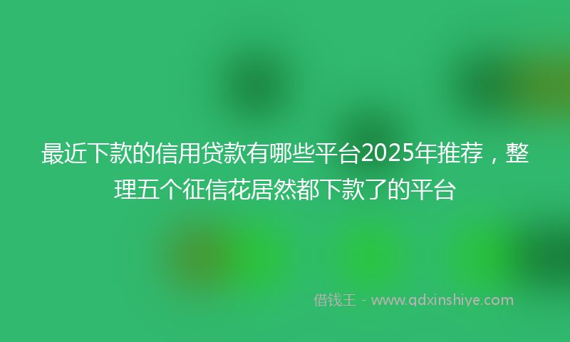 最近下款的信用贷款有哪些平台2025年推荐，整理五个征信花居然都下款了的平台