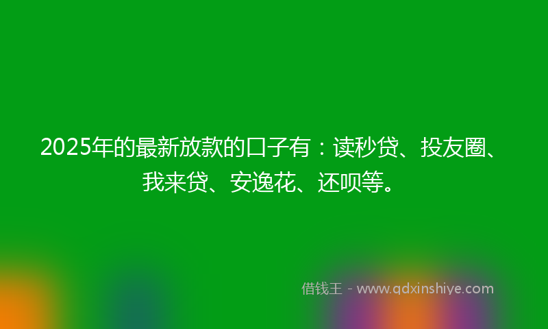 2025年的最新放款的口子有：读秒贷、投友圈、我来贷、安逸花、还呗等。