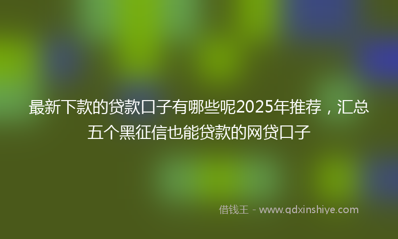 最新下款的贷款口子有哪些呢2025年推荐，汇总五个黑征信也能贷款的网贷口子