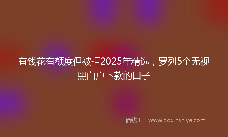 有钱花有额度但被拒2025年精选，罗列5个无视黑白户下款的口子