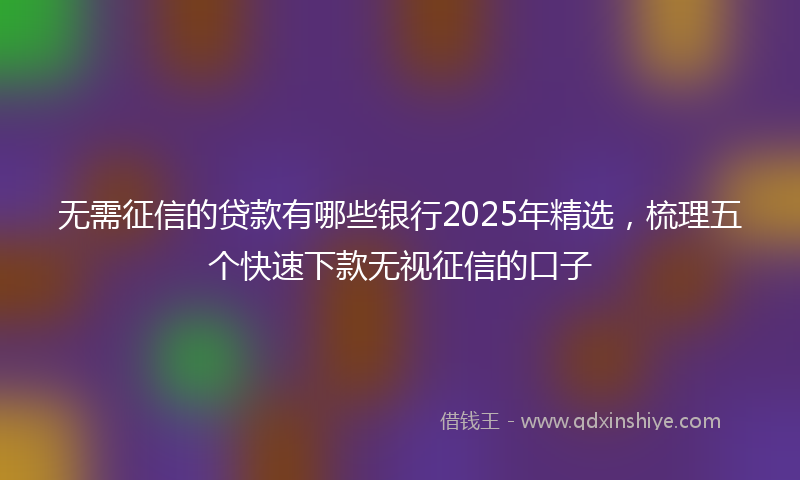 无需征信的贷款有哪些银行2025年精选，梳理五个快速下款无视征信的口子