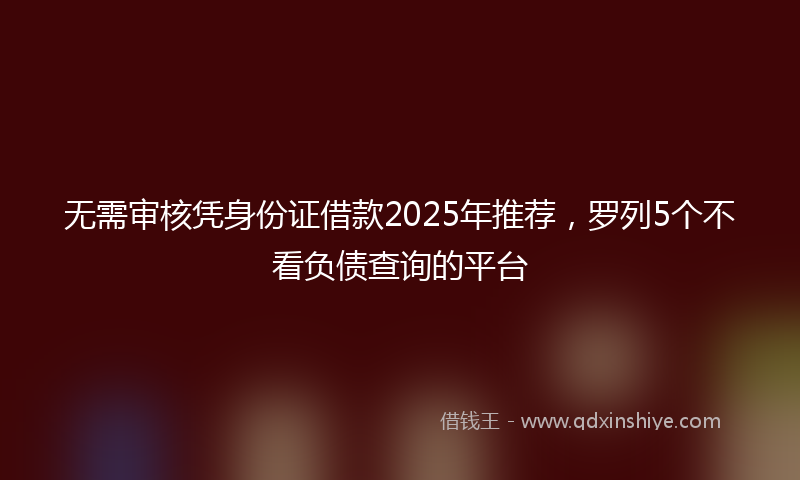 无需审核凭身份证借款2025年推荐，罗列5个不看负债查询的平台