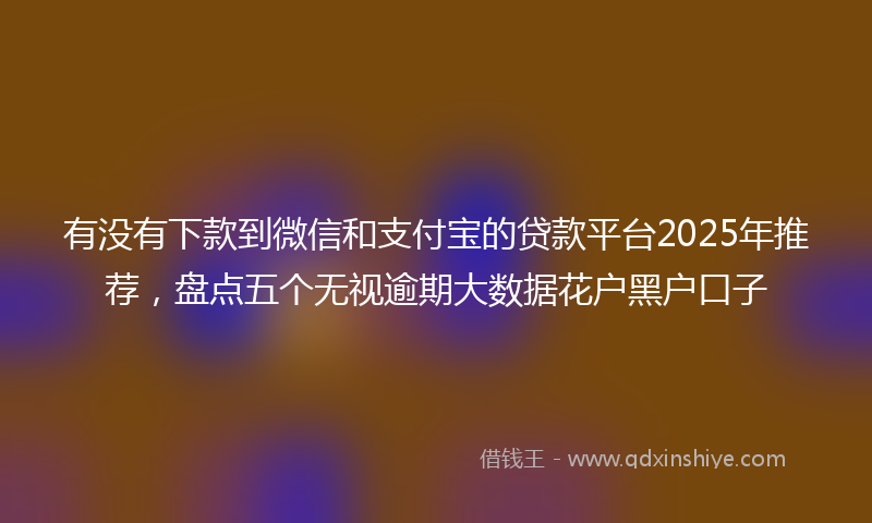 有没有下款到微信和支付宝的贷款平台2025年推荐，盘点五个无视逾期大数据花户黑户口子