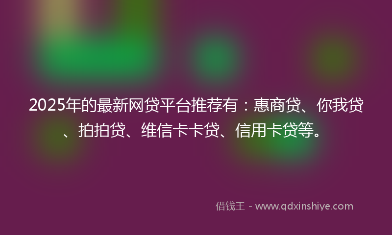 2025年的最新网贷平台推荐有：惠商贷、你我贷、拍拍贷、维信卡卡贷、信用卡贷等。