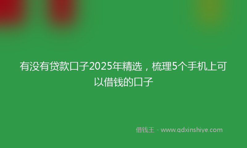 有没有贷款口子2025年精选，梳理5个手机上可以借钱的口子
