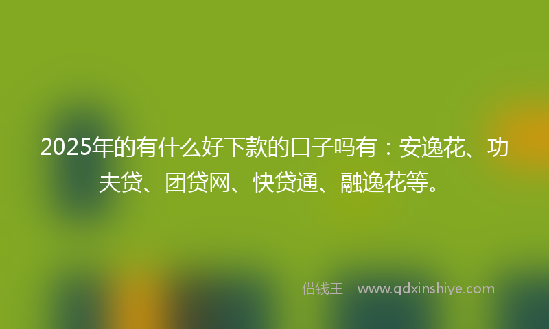 2025年的有什么好下款的口子吗有：安逸花、功夫贷、团贷网、快贷通、融逸花等。