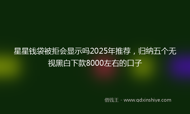 星星钱袋被拒会显示吗2025年推荐，归纳五个无视黑白下款8000左右的口子