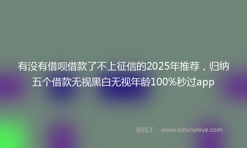 有没有借呗借款了不上征信的2025年推荐，归纳五个借款无视黑白无视年龄100%秒过app