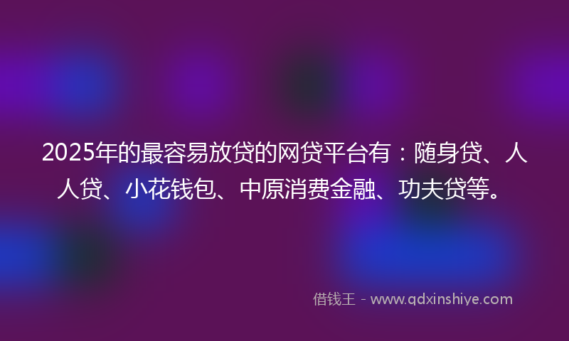 2025年的最容易放贷的网贷平台有：随身贷、人人贷、小花钱包、中原消费金融、功夫贷等。