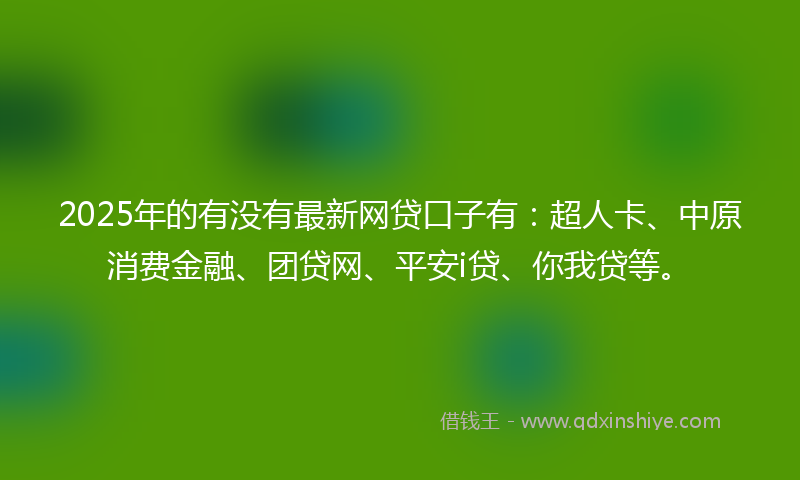 2025年的有没有最新网贷口子有：超人卡、中原消费金融、团贷网、平安i贷、你我贷等。
