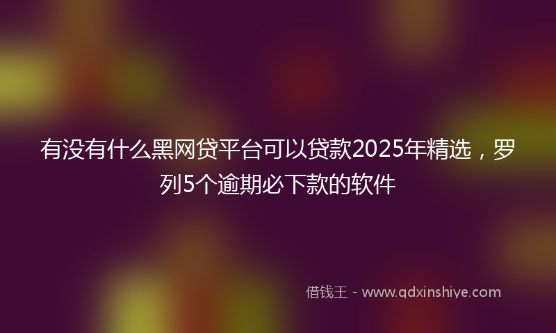 有没有什么黑网贷平台可以贷款2025年精选，罗列5个逾期必下款的软件