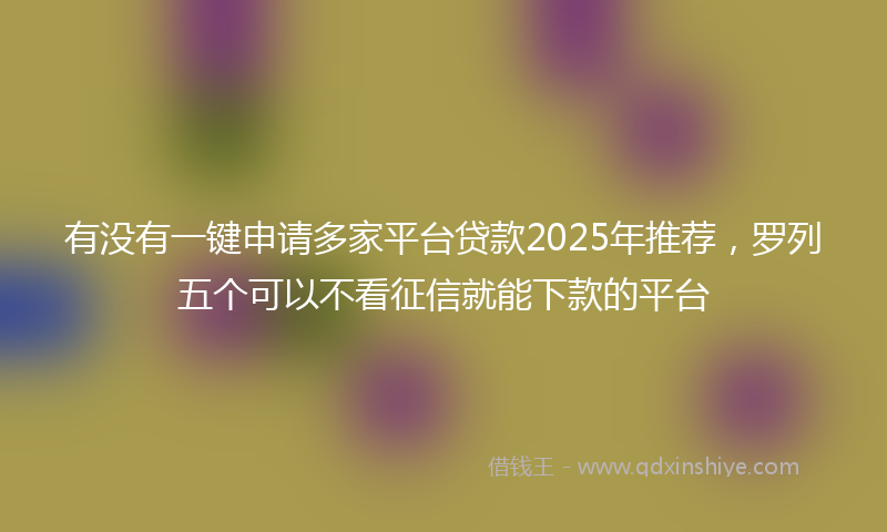 有没有一键申请多家平台贷款2025年推荐，罗列五个可以不看征信就能下款的平台
