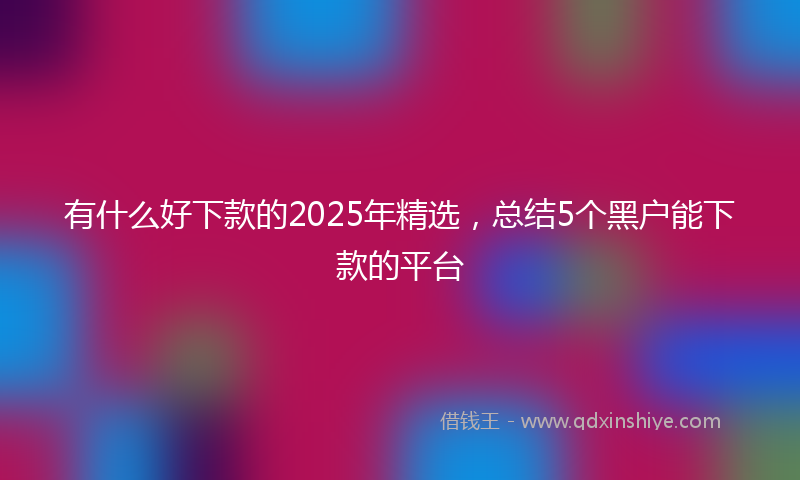 有什么好下款的2025年精选，总结5个黑户能下款的平台