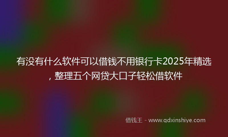有没有什么软件可以借钱不用银行卡2025年精选，整理五个网贷大口子轻松借软件