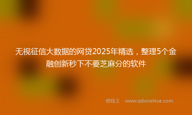 无视征信大数据的网贷2025年精选，整理5个金融创新秒下不要芝麻分的软件