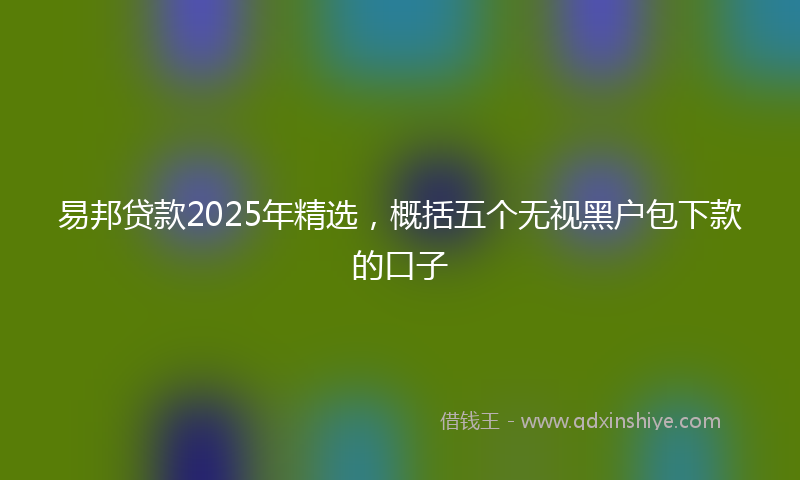 易邦贷款2025年精选，概括五个无视黑户包下款的口子