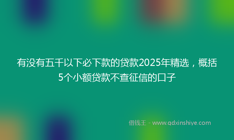 有没有五千以下必下款的贷款2025年精选，概括5个小额贷款不查征信的口子