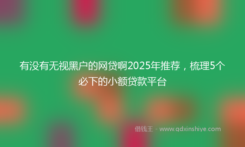 有没有无视黑户的网贷啊2025年推荐，梳理5个必下的小额贷款平台
