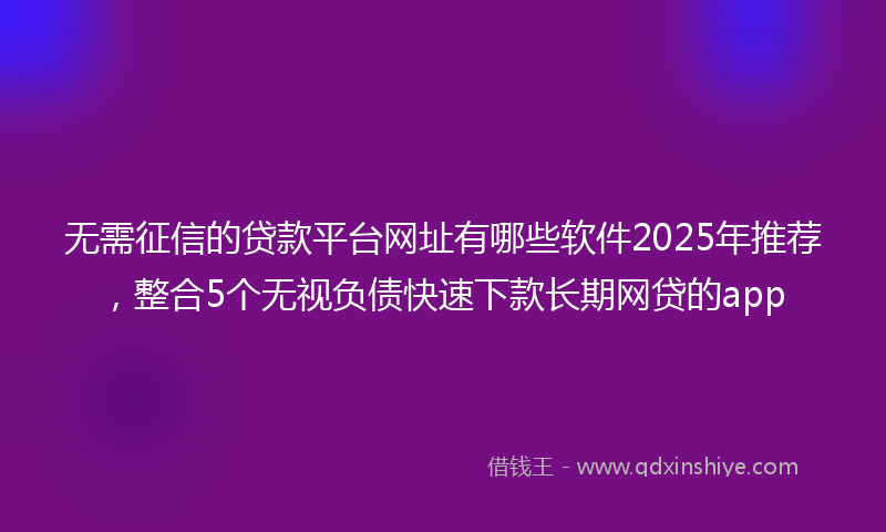 无需征信的贷款平台网址有哪些软件2025年推荐，整合5个无视负债快速下款长期网贷的app