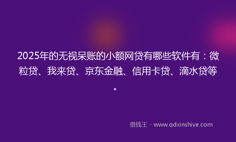 2025年的无视呆账的小额网贷有哪些软件有：微粒贷、我来贷、京东金融、信用卡贷、滴水贷等。