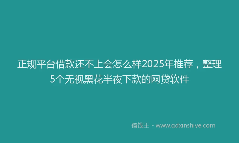 正规平台借款还不上会怎么样2025年推荐，整理5个无视黑花半夜下款的网贷软件