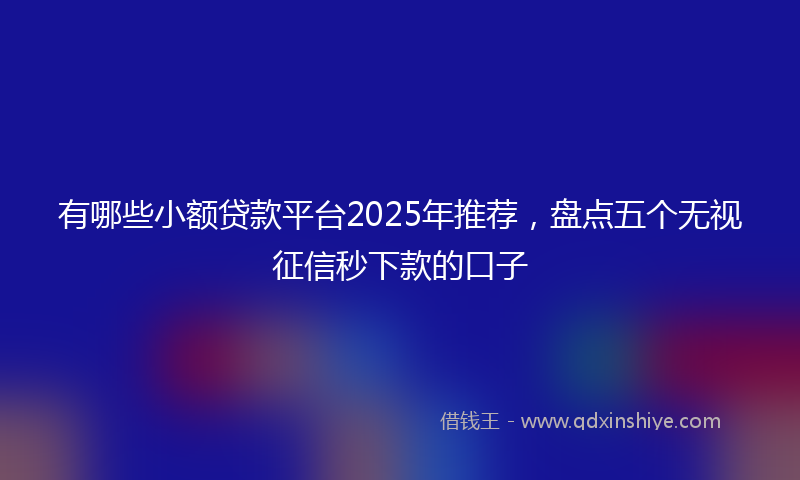 有哪些小额贷款平台2025年推荐，盘点五个无视征信秒下款的口子