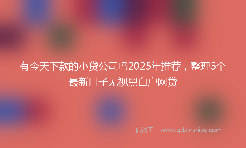 有今天下款的小贷公司吗2025年推荐，整理5个最新口子无视黑白户网贷