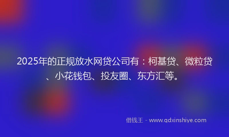 2025年的正规放水网贷公司有：柯基贷、微粒贷、小花钱包、投友圈、东方汇等。