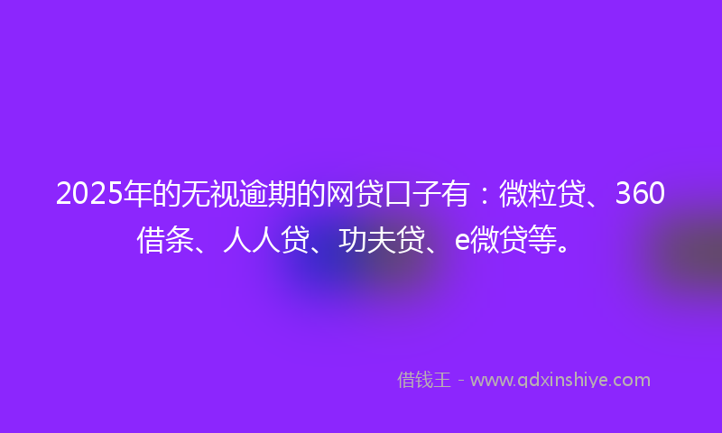 2025年的无视逾期的网贷口子有：微粒贷、360借条、人人贷、功夫贷、e微贷等。