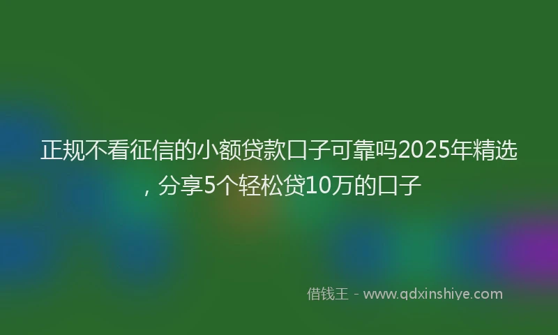 正规不看征信的小额贷款口子可靠吗2025年精选，分享5个轻松贷10万的口子