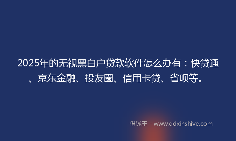 2025年的无视黑白户贷款软件怎么办有：快贷通、京东金融、投友圈、信用卡贷、省呗等。