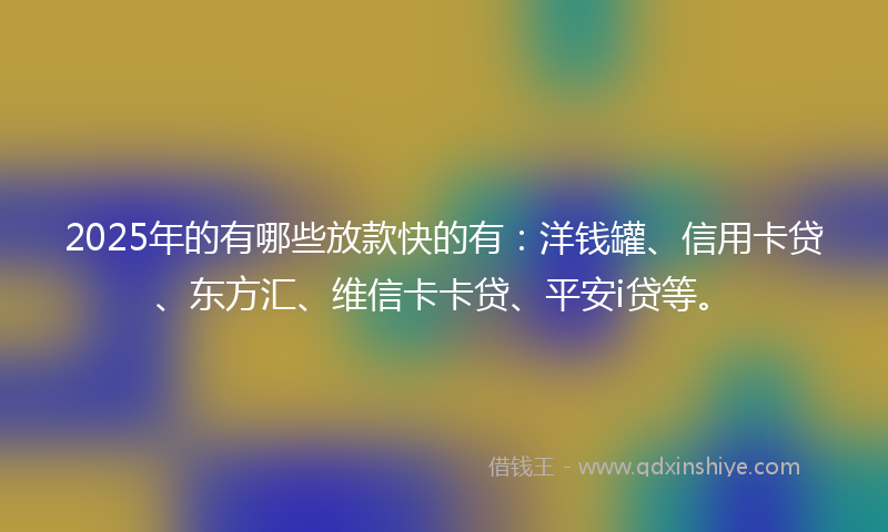2025年的有哪些放款快的有：洋钱罐、信用卡贷、东方汇、维信卡卡贷、平安i贷等。