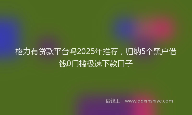 格力有贷款平台吗2025年推荐，归纳5个黑户借钱0门槛极速下款口子