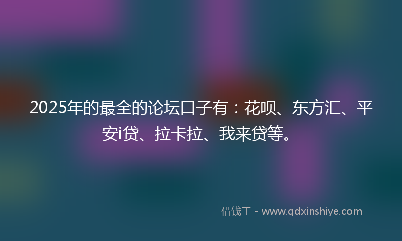 2025年的最全的论坛口子有：花呗、东方汇、平安i贷、拉卡拉、我来贷等。